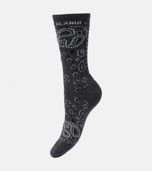Жаккардовые носки-банданы из смесового хлопка , серый Alanui