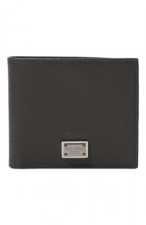 Кожаное портмоне Dolce & Gabbana. Цвет: серый