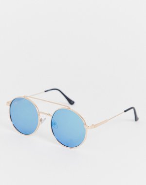 Круглые солнцезащитные очки в золотистой оправе -Золотой Jeepers Peepers