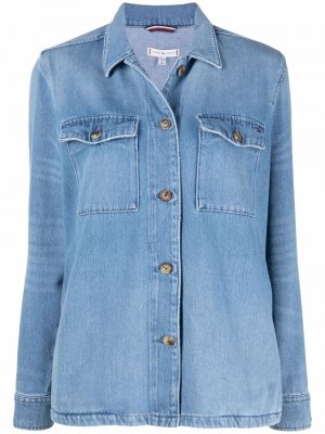 Джинсовая куртка-рубашка Tommy Hilfiger. Цвет: синий