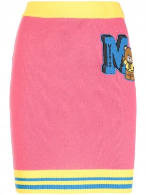 Юбка мини с нашивкой-логотипом Moschino. Цвет: розовый