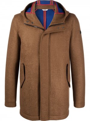 Однобортное пальто с капюшоном Manuel Ritz. Цвет: коричневый