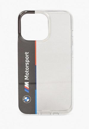 Чехол для iPhone BMW 13 Pro, Motorsport PC/TPU Tricolor Vertical Hard Transp/Black. Цвет: серый