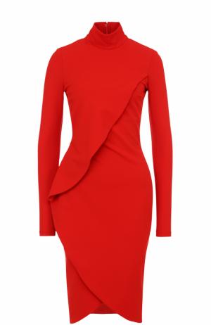 Приталенное платье с длинным рукавом и воротником-стойкой Givenchy. Цвет: красный