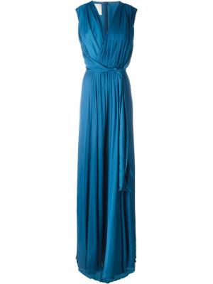 Вечернее платье c V-образным вырезом Cédric Charlier. Цвет: синий