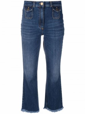 Укороченные джинсы с бахромой Elisabetta Franchi. Цвет: синий