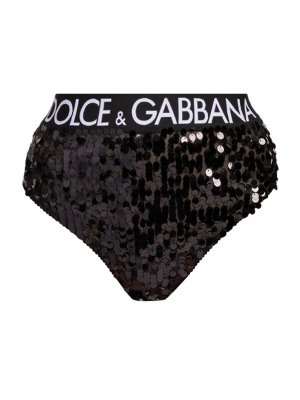 Трусики-бикини с логотипом и пайетками DOLCE&GABBANA, неро Dolce&Gabbana