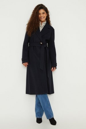 Высокое длинное пальто с поясом , темно-синий Dorothy Perkins