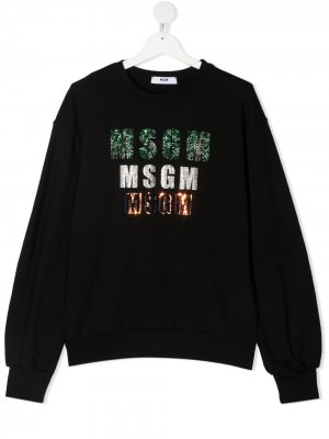 TEEN studded-logo cotton sweatshirt Msgm Kids. Цвет: черный