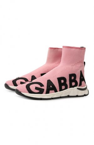 Текстильные кроссовки Dolce & Gabbana. Цвет: розовый