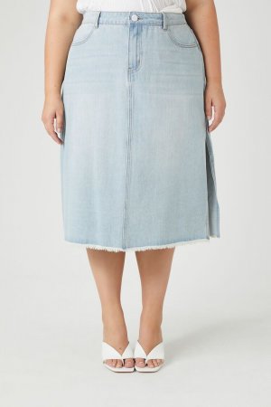 Джинсовая юбка-миди больших размеров с потертостями , деним Forever 21