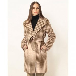 Пальто , размер 40-42/170, бежевый, коричневый MARGO. Цвет: бежевый/коричневый