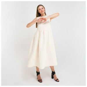 Платье летнее женское MINAKU: Cotton collection, цвет молочный, размер 50 Minaku. Цвет: бежевый