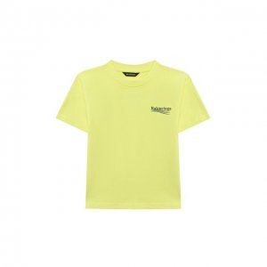 Хлопковая футболка Balenciaga. Цвет: жёлтый