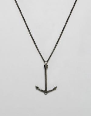 Ожерелье в старинном стиле с подвеской‑якорем эксклюзивно Simon Carter. Цвет: серебряный