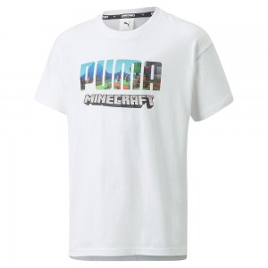 Подростковая футболка x Minecraft Relaxed Tee PUMA. Цвет: белый
