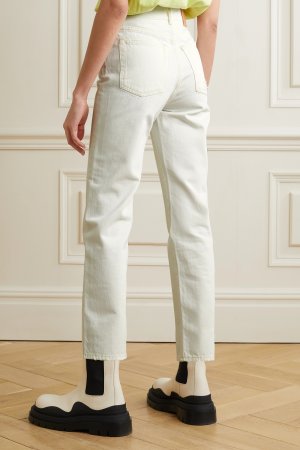 ACNE STUDIOS + NET SUSTAIN укороченные джинсы прямого кроя с высокой посадкой и органическим кроем, кремовый