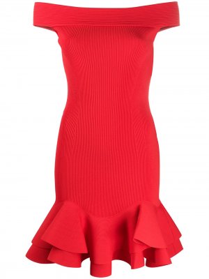 Платье с оборками Alexander McQueen. Цвет: красный