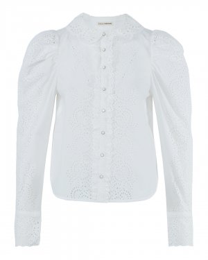 Блуза из хлопка ULLA JOHNSON. Цвет: белый