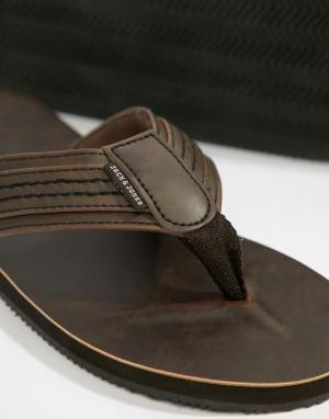 Кожаные сандалии Jack & Jones. Цвет: коричневый