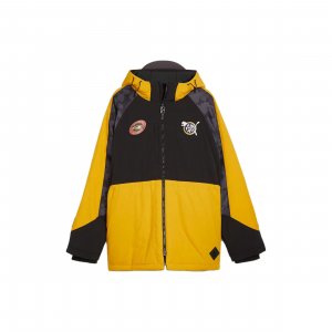 Пума Х ПАМ. Совместная женская куртка Stadium с лоскутным рисунком и капюшоном, желтая 622681-01 Puma