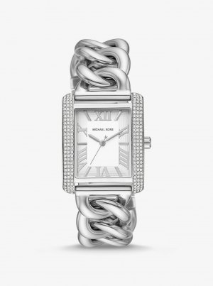 Серебристые часы Mini Emery Pavé Curb Link , серебряный Michael Kors