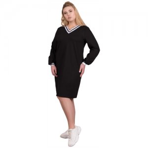 Женское платье арт. 19-0628 Черный размер 44 Футер Шарлиз v-образный вырез рукав длинный длина до колена Sharlize. Цвет: черный