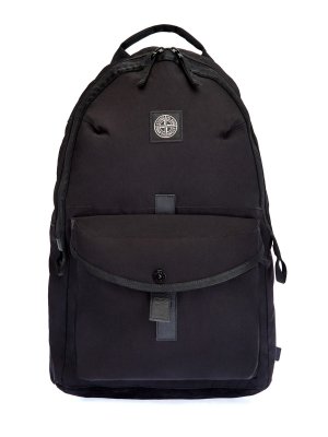 Вместительный рюкзак в стиле urban с двумя отделениями STONE ISLAND. Цвет: черный