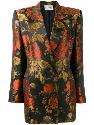 Парчовый пиджак 1990-х годов с цветочным узором Gianfranco Ferré Pre-Owned. Цвет: черный