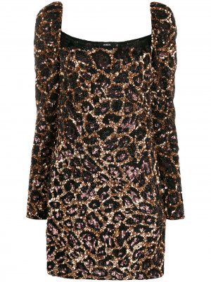 Коктейльное платье с леопардовым узором Amen. Цвет: коричневый