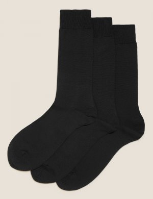 3 пары роскошных носков из египетского хлопка , черный Marks & Spencer