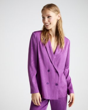 Двубортный пиджак с жаккардовым принтом, фиолетовый Green Coast