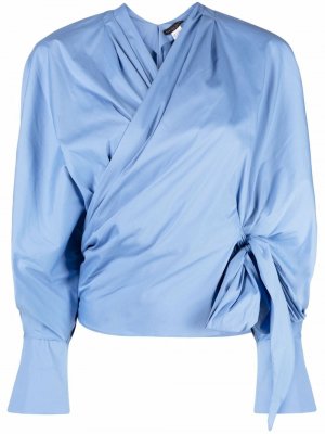 Wrap-front side-tie tailored blouse Fabiana Filippi. Цвет: синий
