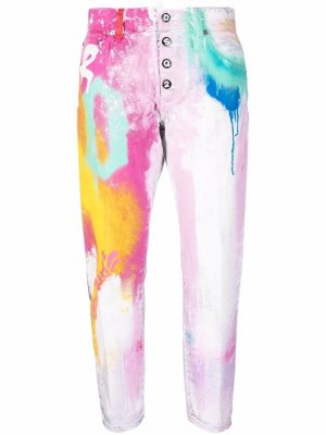 Укороченные брюки с эффектом разбрызганной краски Dsquared2. Цвет: белый