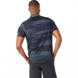 Рубашка на пуговицах с короткими рукавами и принтом мужская , цвет Black Horizon Print Smartwool