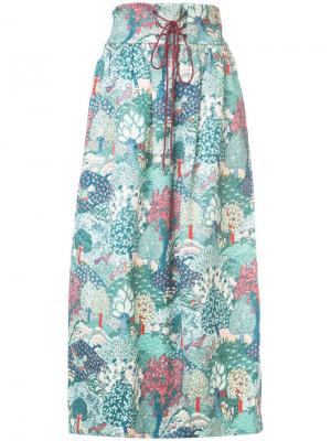 Длинная юбка с цветочным принтом Vilshenko. Цвет: зеленый