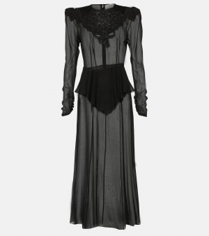 Платье миди из шелкового жоржета , черный Alessandra Rich