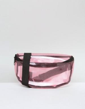 Прозрачная сумка-кошелек на пояс с блестками Missguided. Цвет: розовый