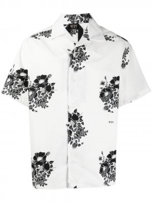 Рубашка с цветочным принтом Nº21. Цвет: белый