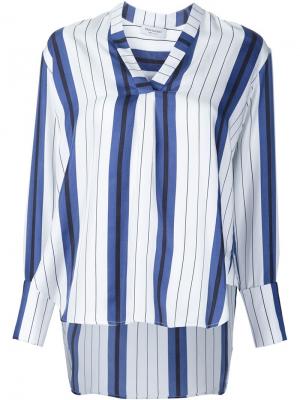 Полосатая блузка с V-образным вырезом Protagonist. Цвет: синий