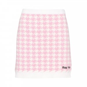 Мини-юбка кашемирового трикотажа , цвет Белый/Розовый Miu