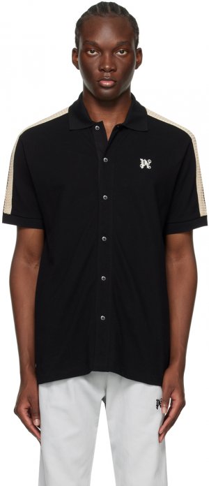 Черная спортивная футболка-поло с монограммой Palm Angels
