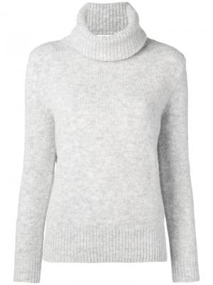 Приталенный свитер с высокой горловиной отворотом Blugirl. Цвет: серый