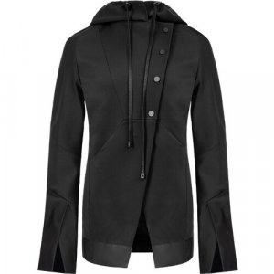 Куртка , средней длины, силуэт прямой, капюшон, трикотажная, размер 48, черный ILARIA NISTRI. Цвет: черный