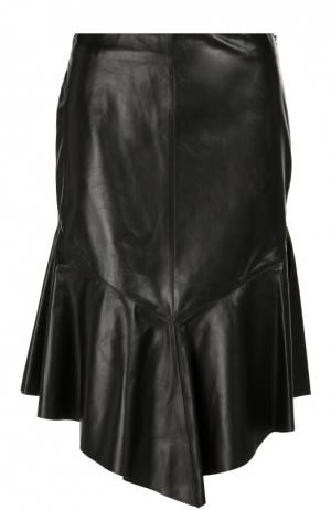 Кожаная юбка-миди асимметричного кроя Givenchy. Цвет: черный