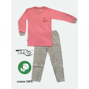 Пижама , размер 116, розовый, серый Taro. Цвет: розовый