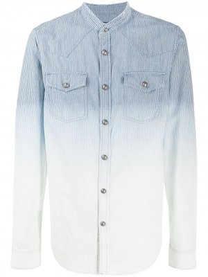 Джинсовая рубашка с эффектом градиента Balmain. Цвет: синий