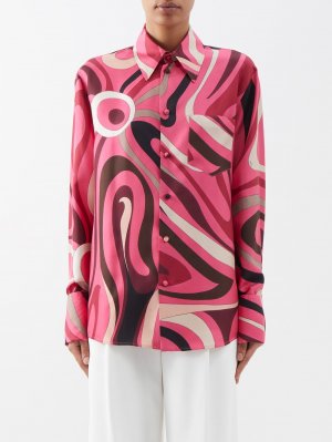 Рубашка из шелкового твила с абстрактным принтом , розовый Pucci