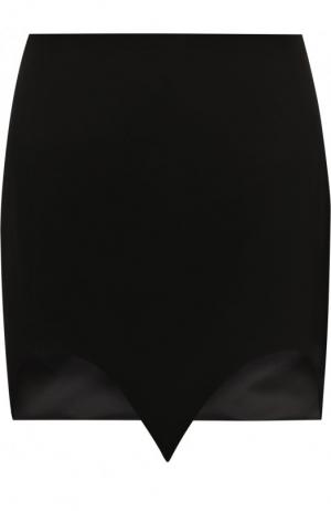 Однотонная мини-юбка с фигурным подолом Saint Laurent. Цвет: черный