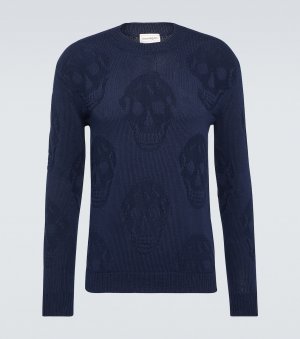 Хлопковый свитер Alexander Mcqueen, синий McQueen